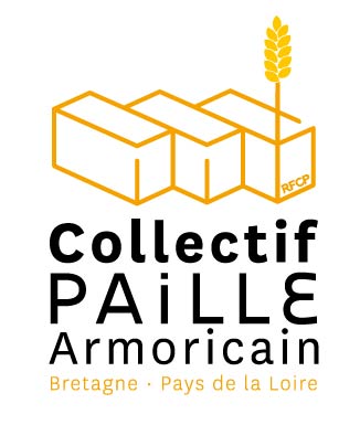 Logo Collectif Paille. Partenaire Woodshop charpente à Guérande pour ossature bois, charpente traditionnelle, isolation biosourcée, aménagements extérieurs et menuiserie.